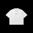 DEATH BY BASS TEE - PINK ON WHITE